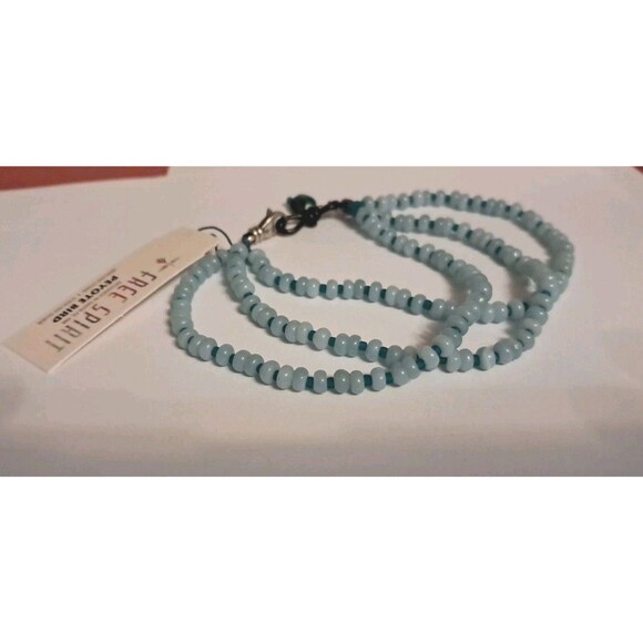 Peyote Bird 3 Strand Blue Peruvian Opal Rondelle Gemstones 7.5" Bracelet NWT - Picture 2 of 9